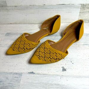 Madden girl mustard laser cut flats